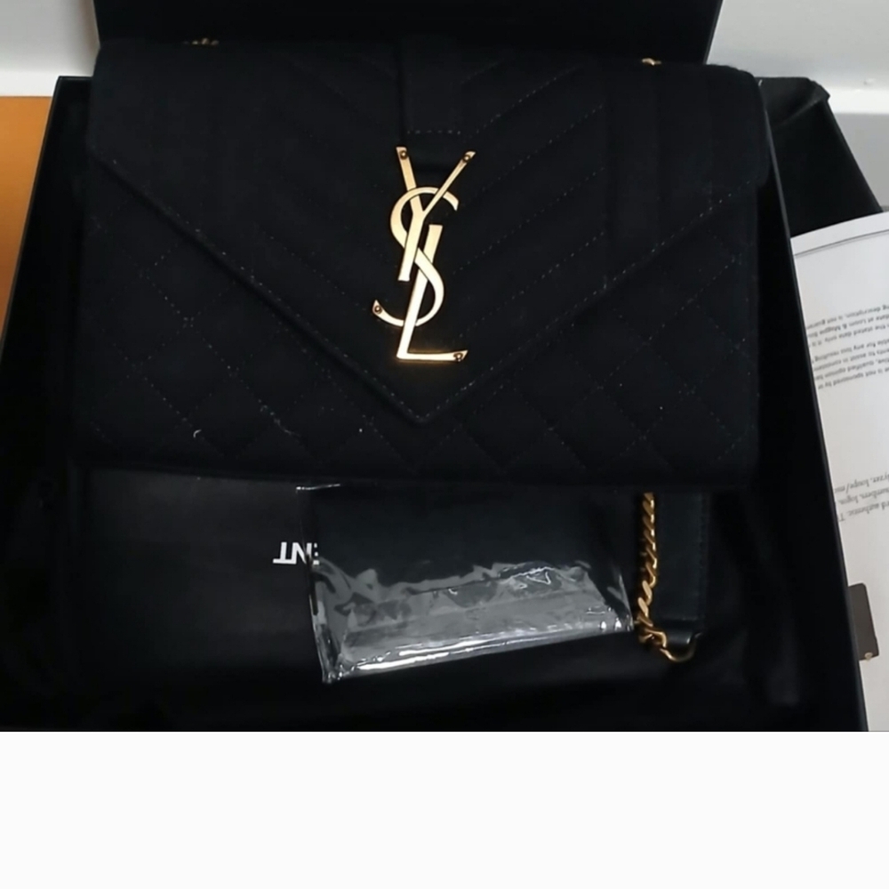 YSL Black and Gold Envelope Flap